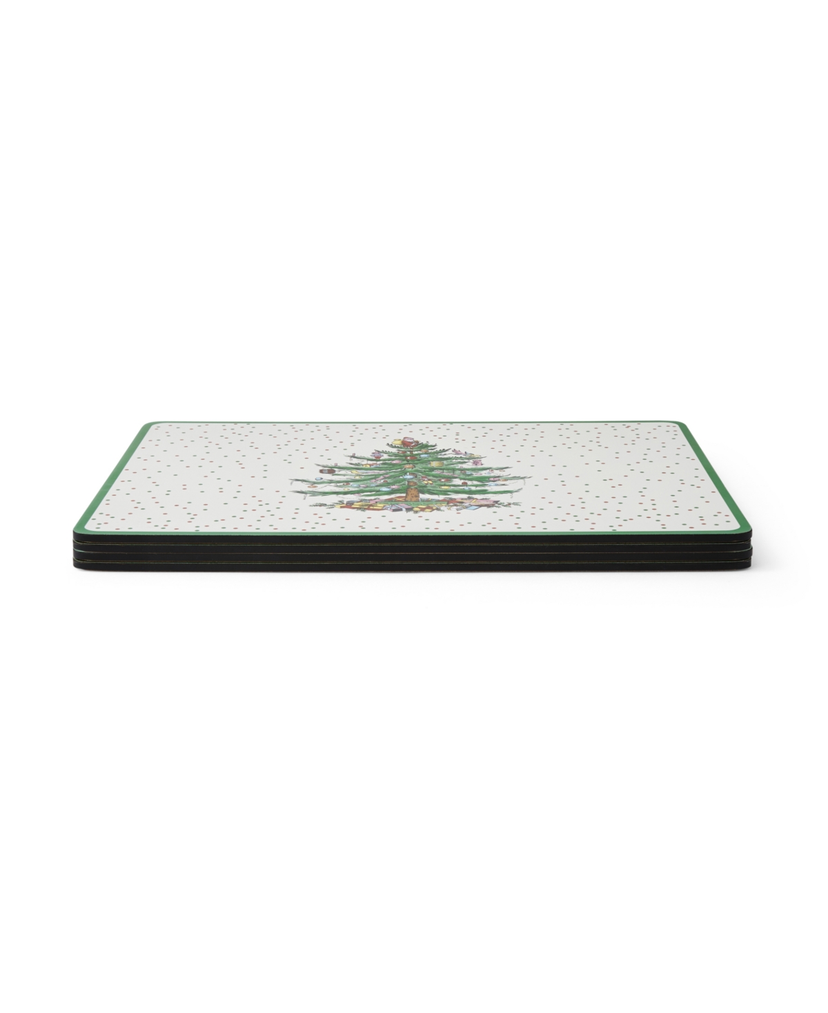 Spode Christmas Tree Polka Dot Large Placemats, Set Of 4 In Green