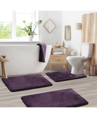 3 Piece Ultra Soft Non-Slip Plush Memory Foam Bath Rug Set - Small, Large & Contour