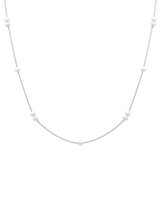 Macy's - Cultured Freshwater Pearl (3mm) Station 17" Collar Necklace in Sterling Silver