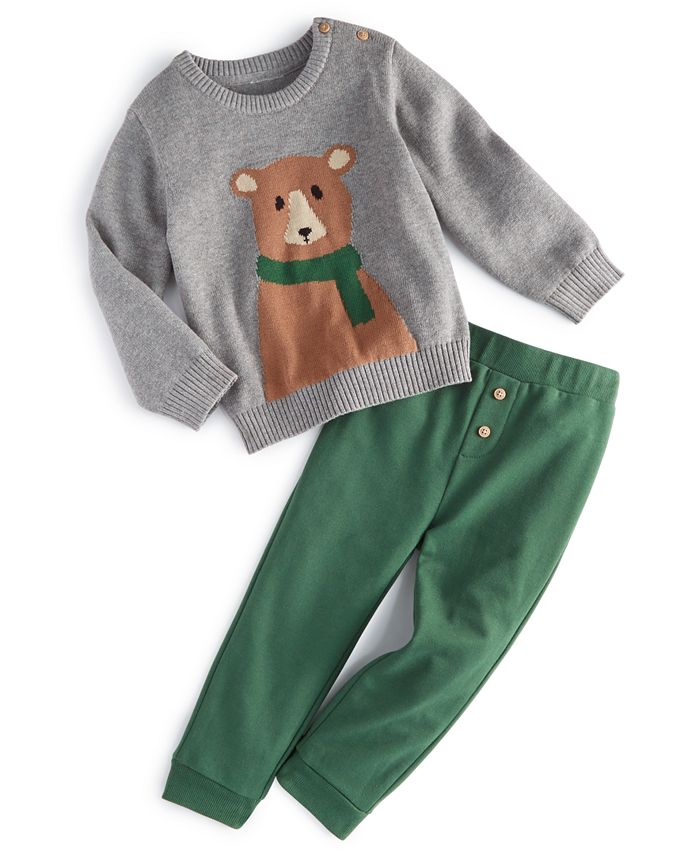First Impressions Baby Boys Bear Sweater and Pants, 2 Piece Set ...