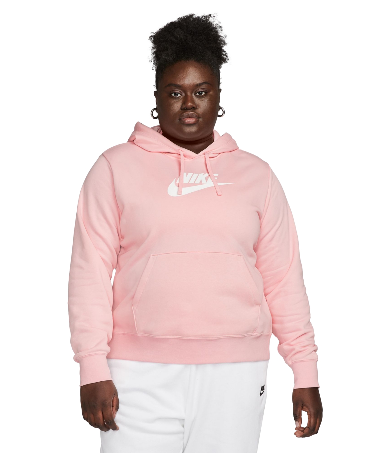 Nike Plus Size Active Sportswear Club Hooded Fleece Sweatshirt In Medium Soft Pink
