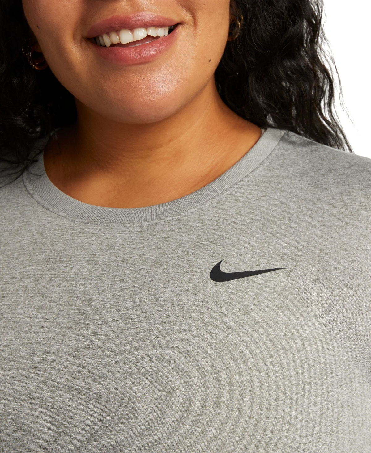 Nike Plus Size Active Dri-fit Women's Short-sleeve Logo T-shirt In Tumbled Grey