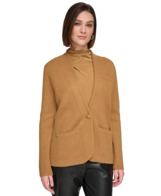 Calvin Klein Women's One-Button Sweater Knit Blazer - Macy's