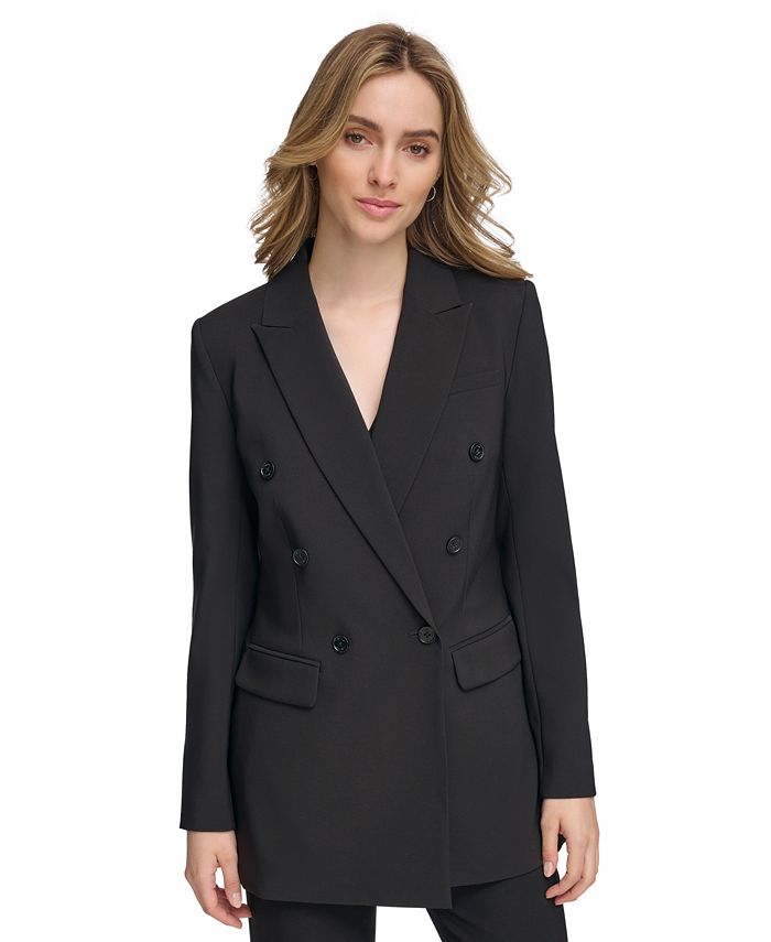 Calvin Klein Women's X-Fit Ponte Double-Breasted Jacket - Macy's