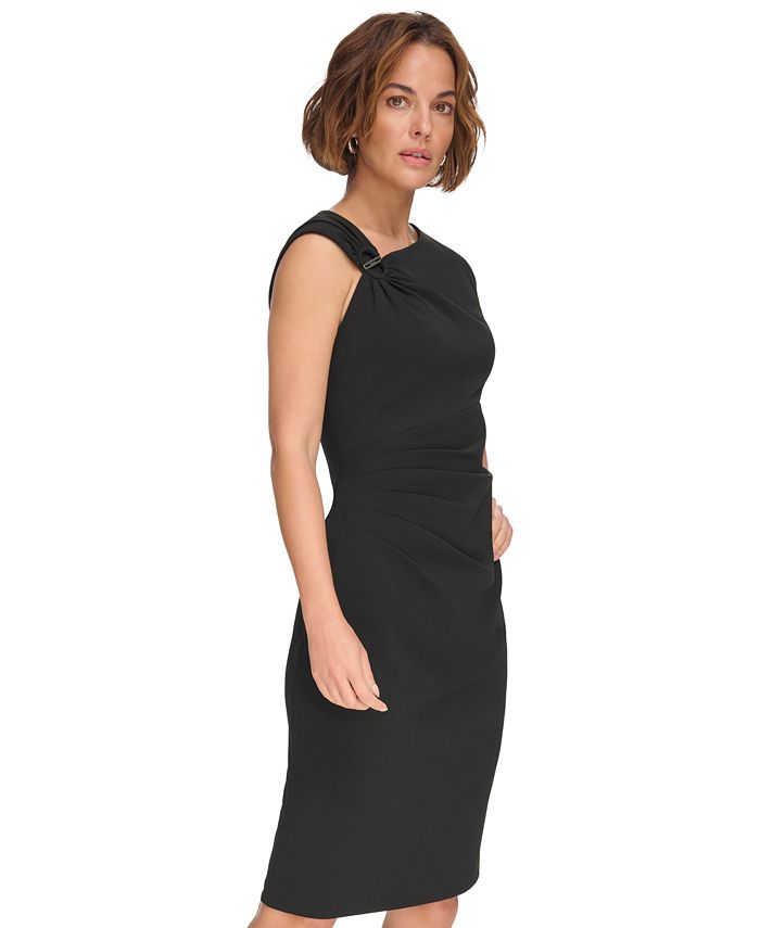 DKNY Abito Midi Senza Maniche Con Cintura Rimovibile – Scollo Asimmetrico, 100% Cotone, Elegante - 2