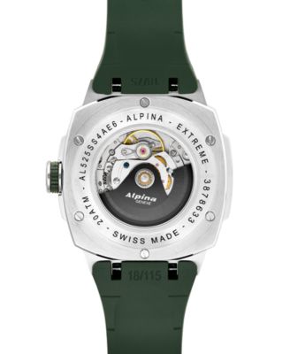 Men's Swiss Automatic Alpiner Green Rubber Strap Watch 41mm