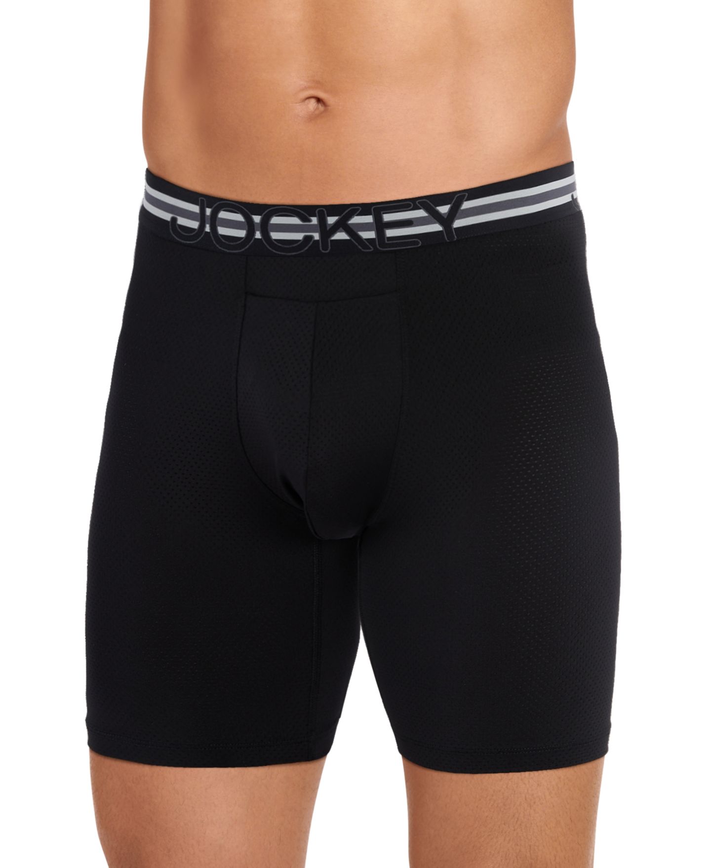 Мужские трусы Jockey Stability Pouch Stretch 9" Long Leg Boxer Brief - 3 Pack, цвет: Чёрный — фото 2