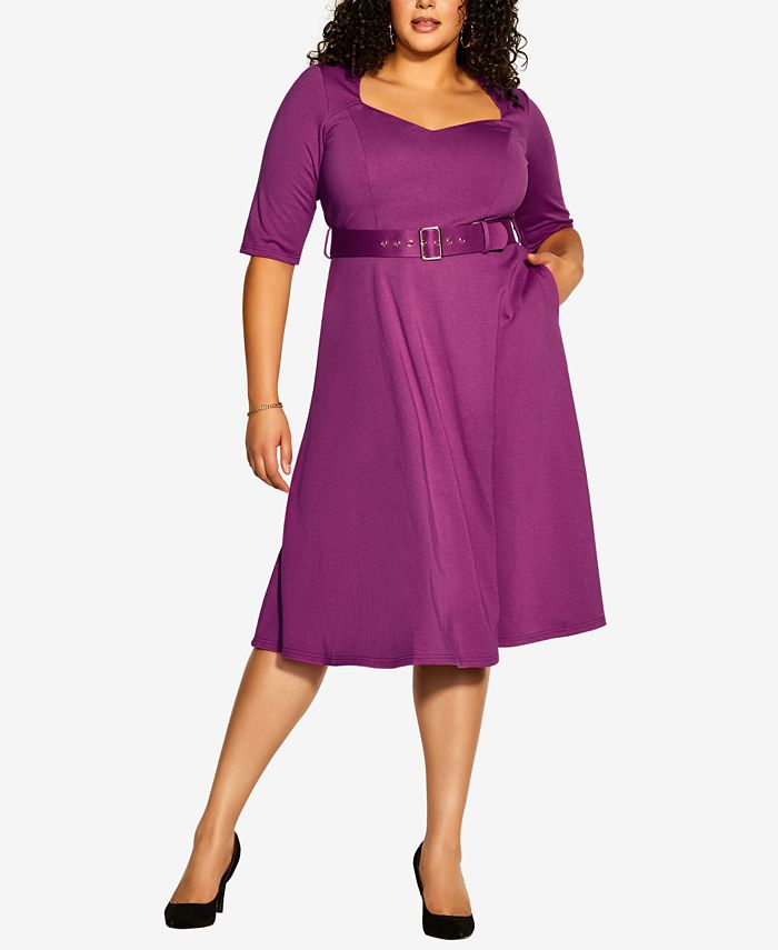 Macy's purple dress plus size sales