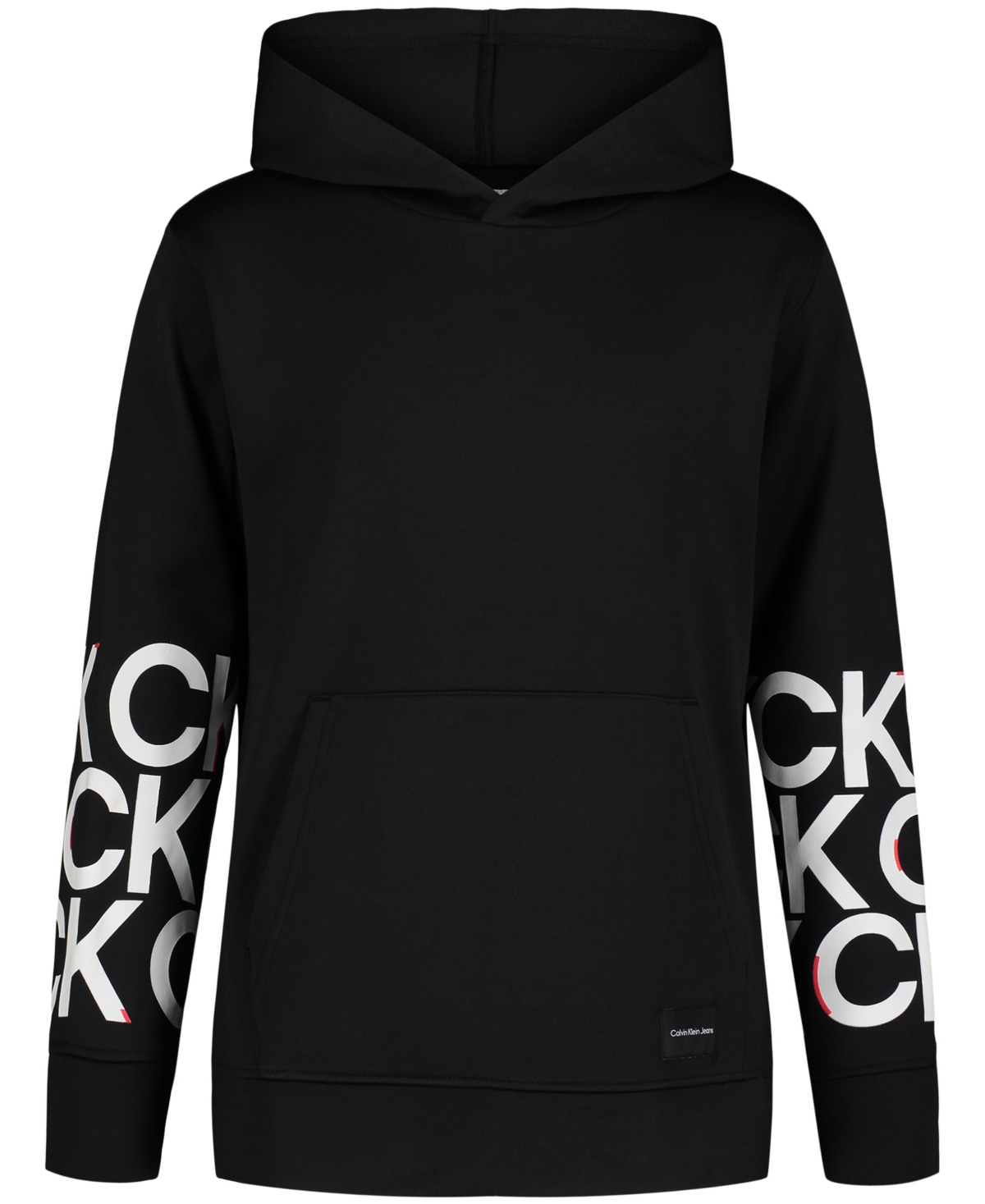 Calvin Klein Kids' Big Boys Double Sleeve Pullover Hoodie In Black