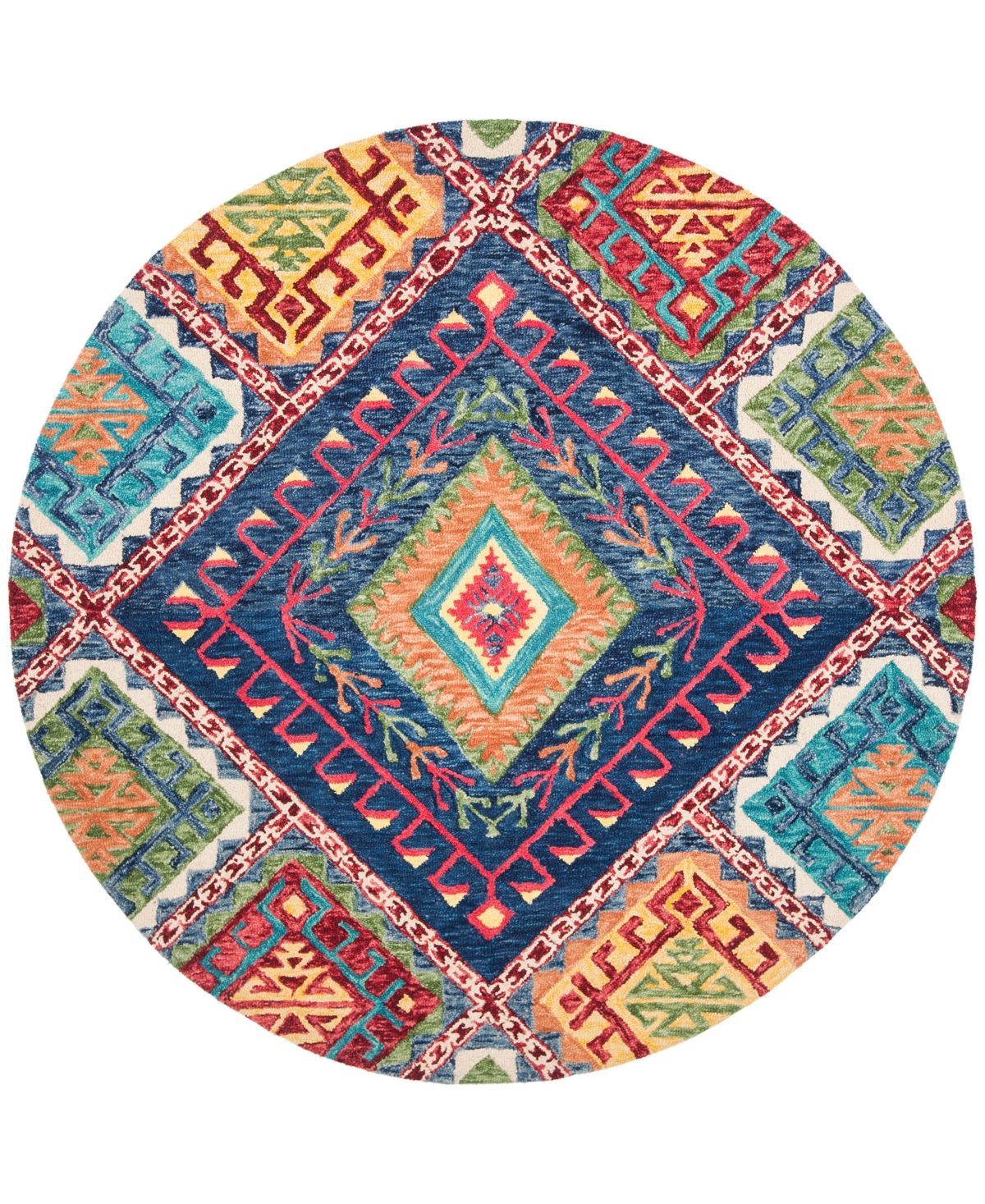 Safavieh Aurora APN516 7' x 7' Round Area Rug - Blue, Multi
