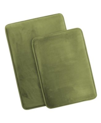 2 Piece Ultra Soft Non-Slip Plush Memory Foam Bath Rug Set - Small & Large