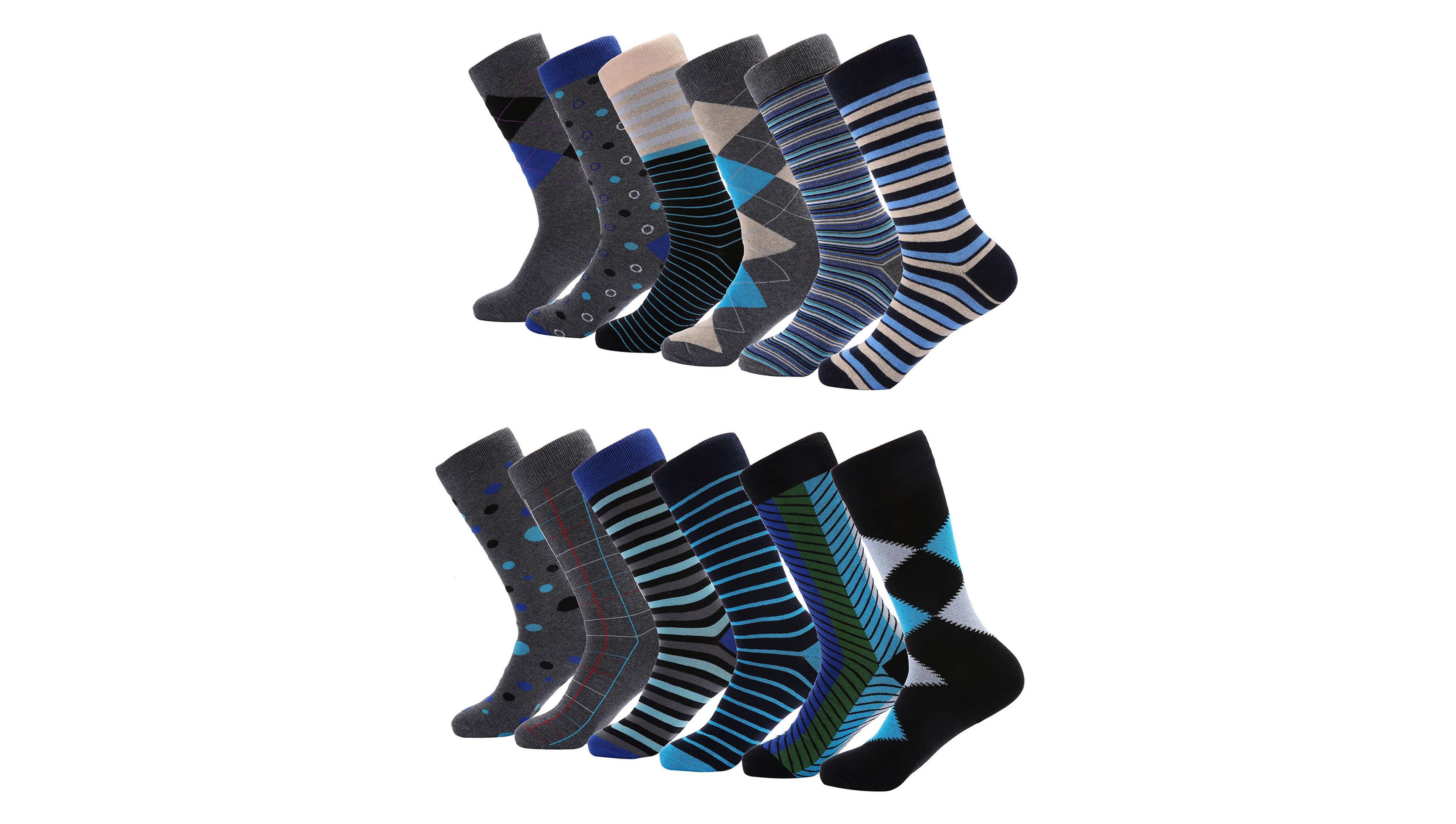 Men's Debonair Pop Dress Crew Socks 12 Pack
