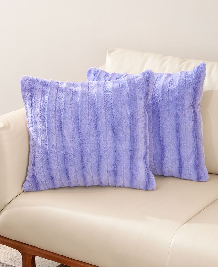 Cheer Collection Set of 2 Shaggy Hair Decorative Throw Pillows - 12x20, Very Peri, Purple