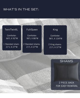 Cross View Plaid Brushed Micro Suede 3 Piece Comforter Set, King