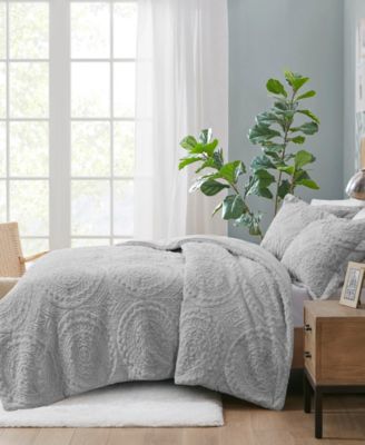 Arya Embroidered Medallion Faux Fur 3-Pc. Comforter Set, King/California King
