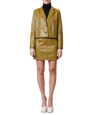 French Connection - Women's Corlenda Faux-Leather Cropped Blazer