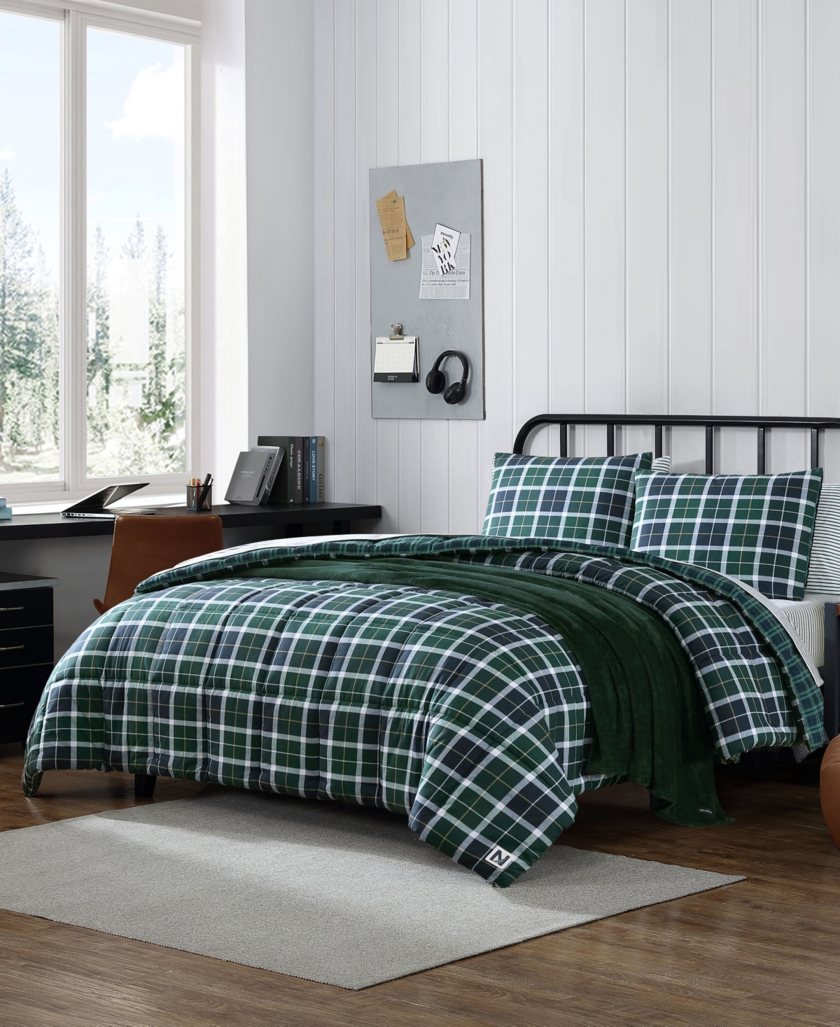 Closeout! Nautica North Sail Plaid Brushed Microfiber Piece Duvet Cover Set