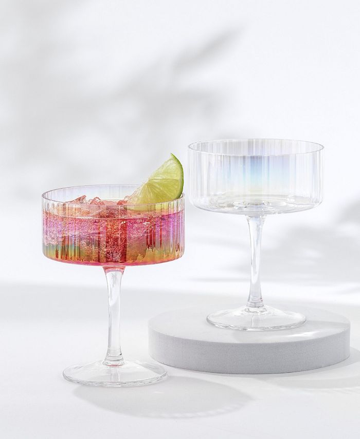 JoyJolt Christian Siriano Chroma Iridescent Coupe Martini Glasses Macy's