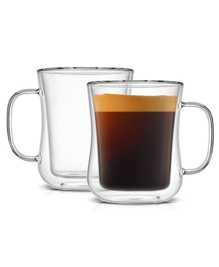 Godinger Coffee Mug Set of 2 Glass Mugs, Double Wall Insulated