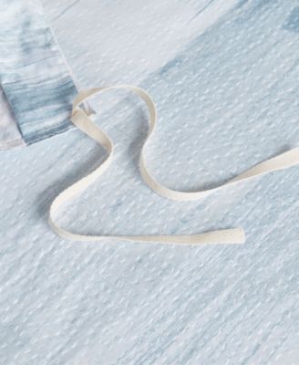 Natori Brush Stroke Oversized Reversible Seersucker 3 Piece Duvet Cover Set, Full/Queen