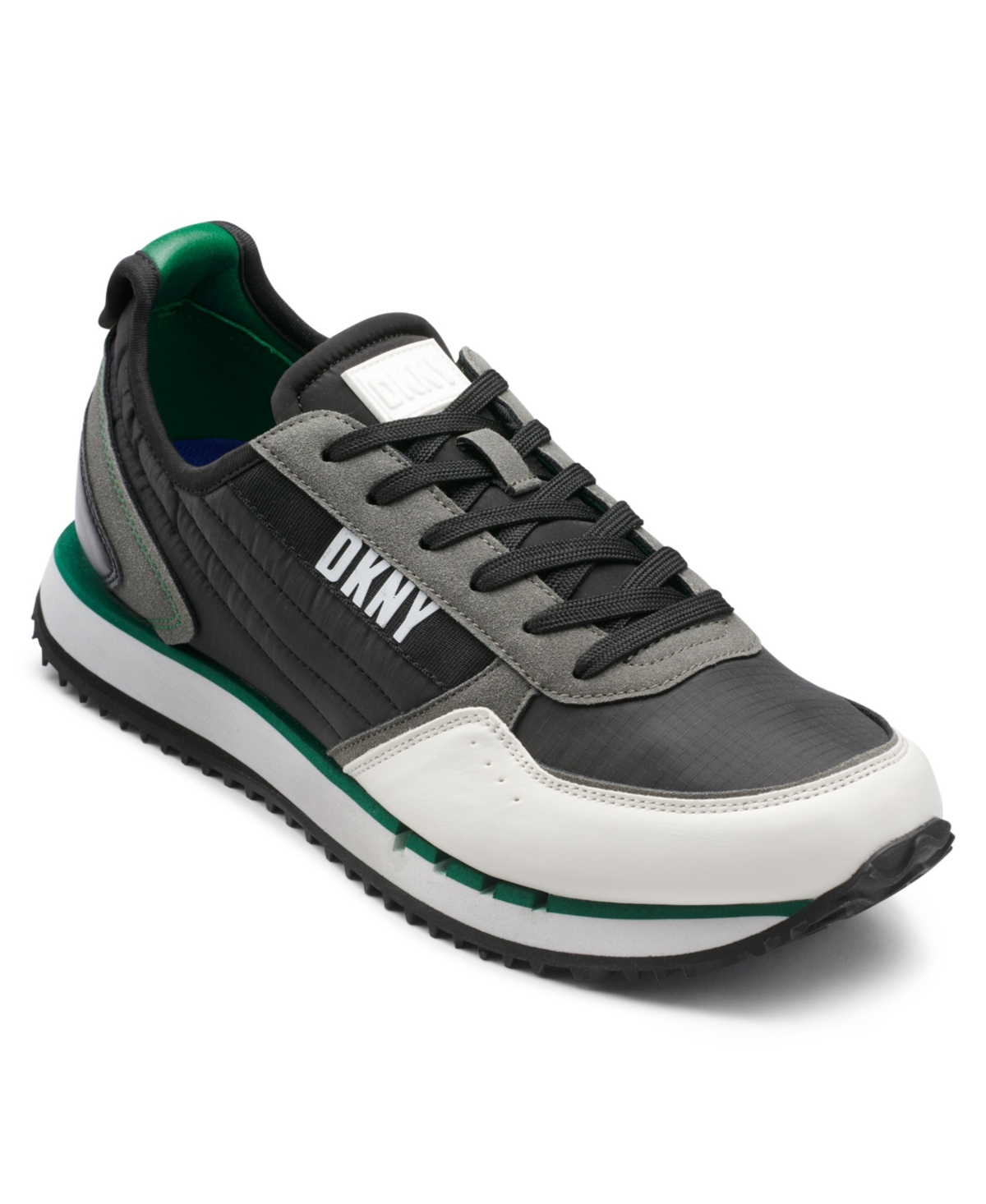 Shop Dkny Men's Mixed Media Runner Sneakers In Green