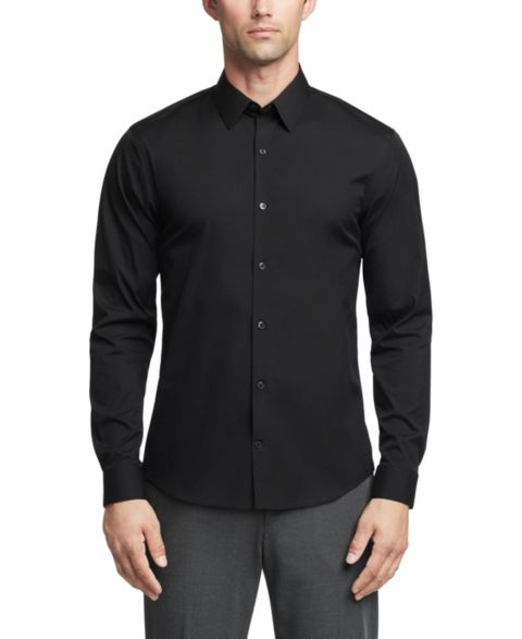 Мужская рубашка Calvin Klein CK X Extra-Slim Stretch Dress Shirt, цвет: Чёрный