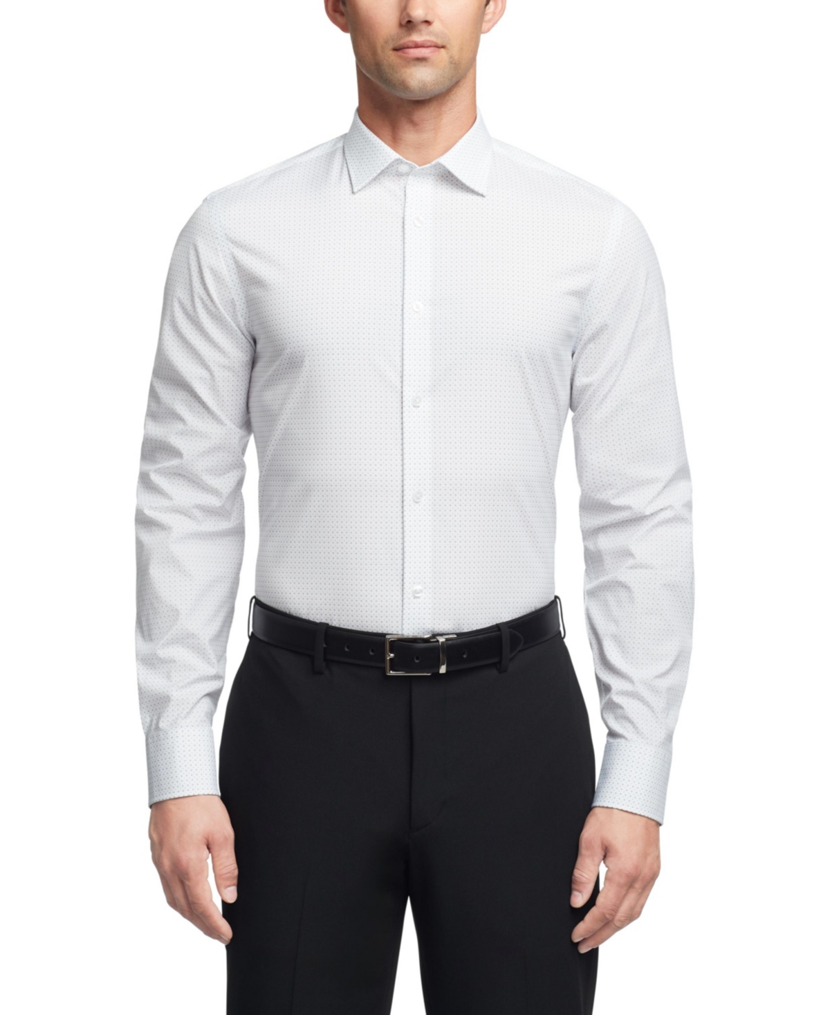 Shop Calvin Klein Men's Refined Cotton Stretch Slim Fit Wrinkle Free Dress Shirt In Navy Multi