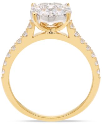 Diamond Cluster Engagement Ring (1 ct. t.w.) in 14k Two-Tone Gold