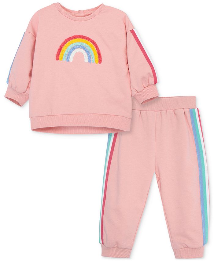 Little Me Baby Girls 2-Pc. Rainbow Sweatshirt Pants Set - Macy's