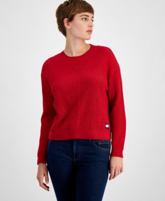 Tommy Jeans - Women's Crewneck Chevron-Knit Sweater