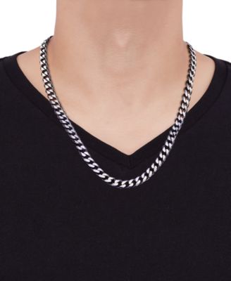 Men's Curb Link 22" Chain Necklace (6-1/4mm) in Sterling Silver & Black Ruthenium-Plate