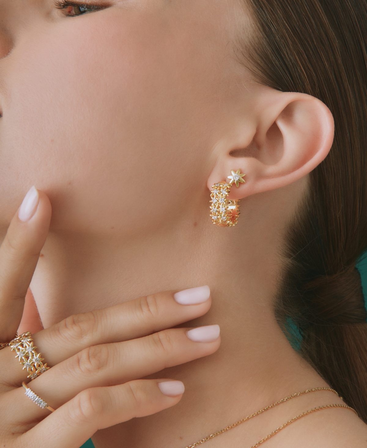 Audrey by Aurate Diamond Flower Stud Earrings (1/10 ct. t.w.)  Created for Macy's - Gold Vermeil