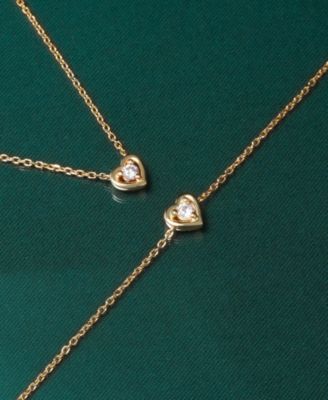 Diamond Heart 18" Pendant Necklace (1/10 ct. t.w.) in Gold Vermeil, Created for Macy's