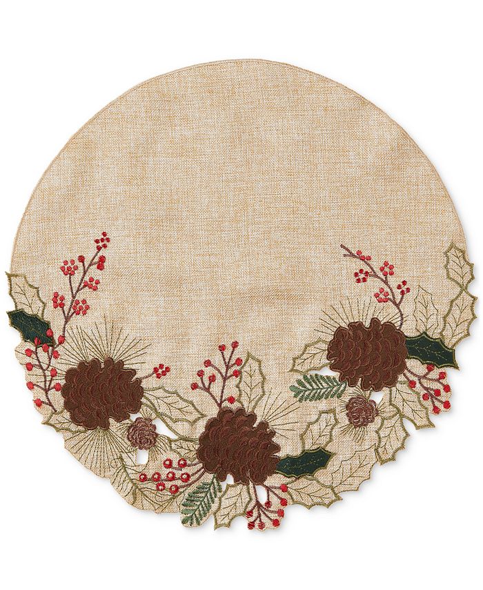 Elrene Berry Pinecone Cutwork Placemat, 15" Round Macy's