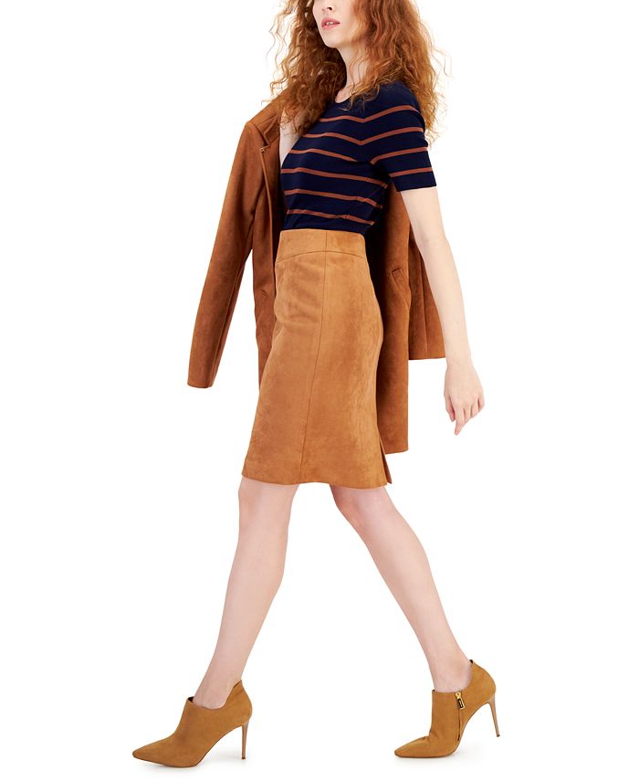 Jupe Crayon Lulus – Taille S – Fausse Daim Marron Clair – Neuf Sans étiquette