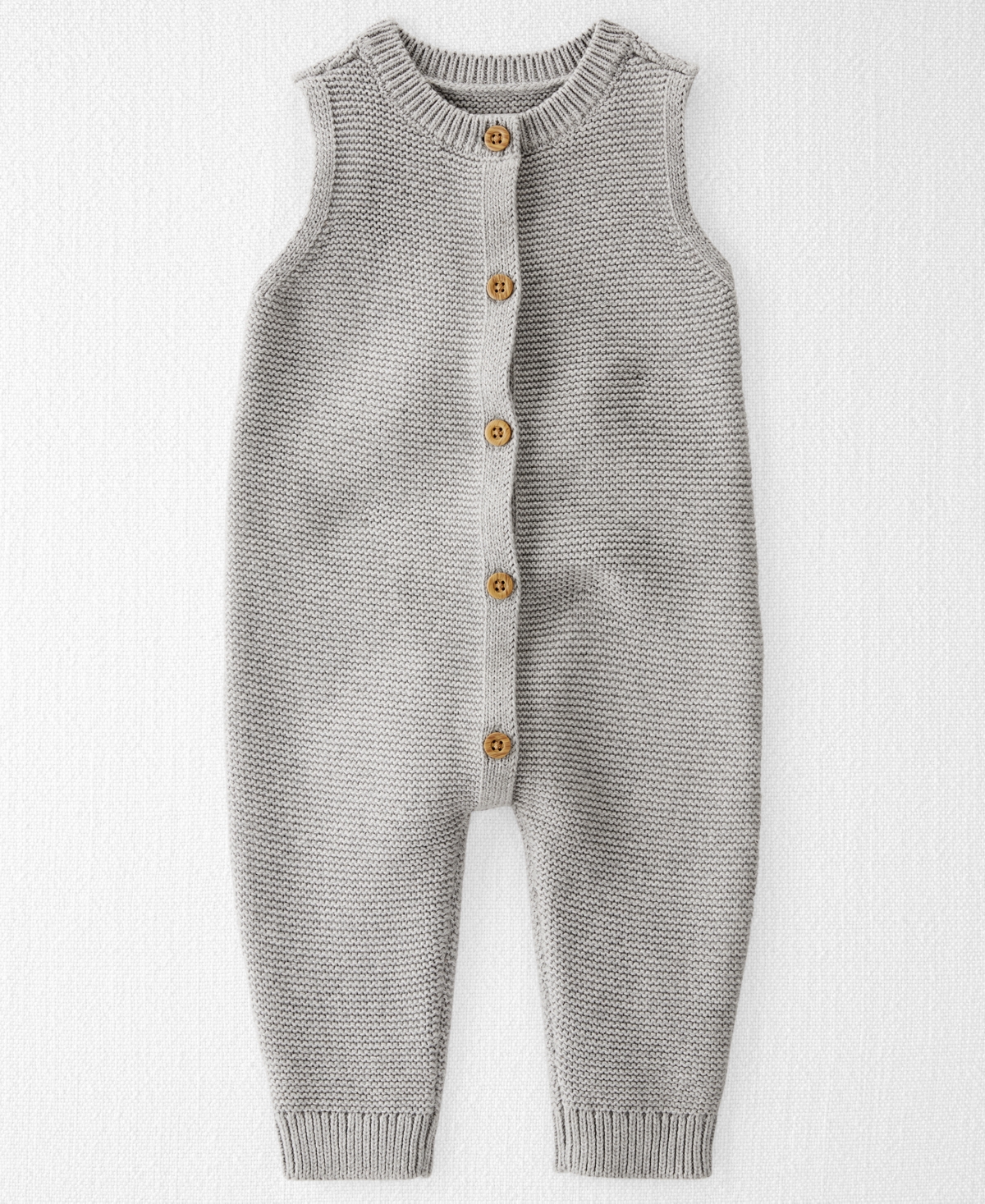 Carter's Little Planet By  Baby Boys And Baby Girls Organic Cotton Sweater Knit Button Front Jumpsuit In Gray