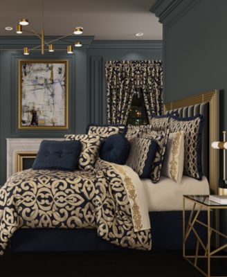 J Queen New York Draft Biagio Comforter Sets Collection Bedding In Navy