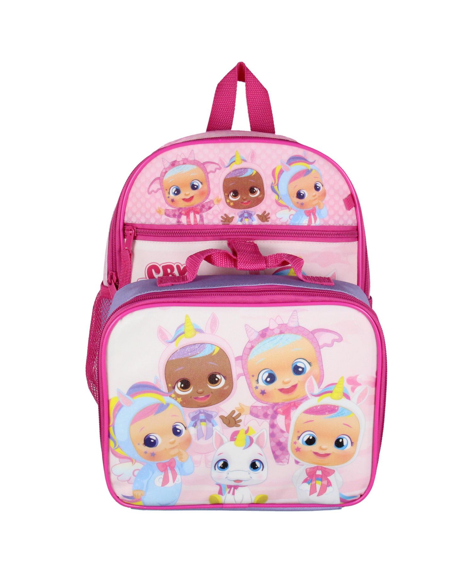 Magic Tears Characters Unicorn 3 PC Backpack Lunch box Pencil Pouch Set 12"
