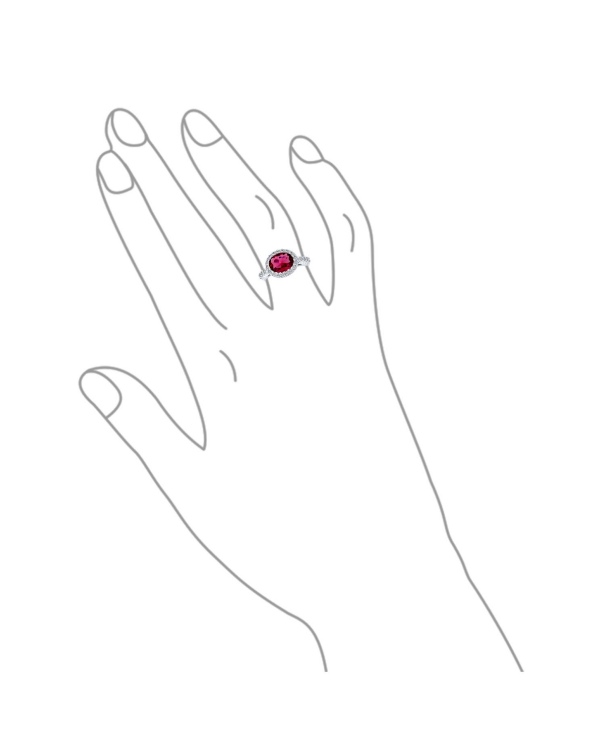 Bling Jewelry 3CT Oval SolitaireCubic Zirconia Cz PaveStatement Fashion Ring For Women Rhodium Plated Brass - Red