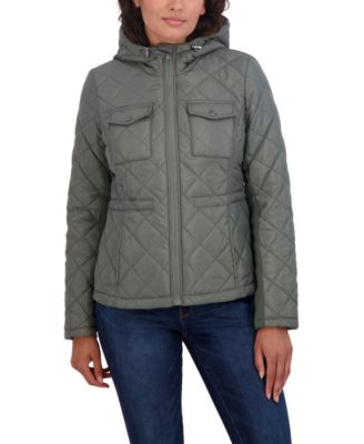 Juniors' Quilted Jacket with Hood