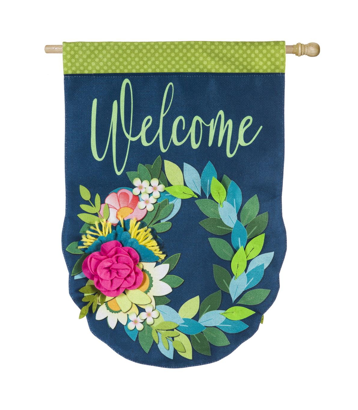 Flower Garden Burlap House Flag 28 x 44 Inches Outdoor Decor for Homes and Gardens - Blue