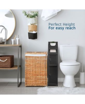 Narrow Bathroom Storage Cabinet & Organizer with 2 Doors & 3 Shelves