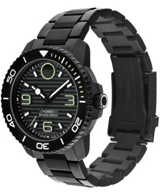 Men's Bold Titanium Sport Swiss Quartz Ionic Plated Black Titanium Watch 45mm