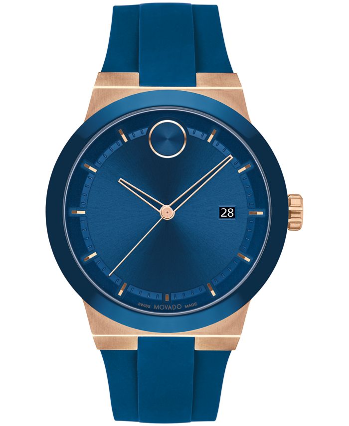 Movado Men s Bold Fusion Swiss Quartz Blue Silicone Watch 42mm