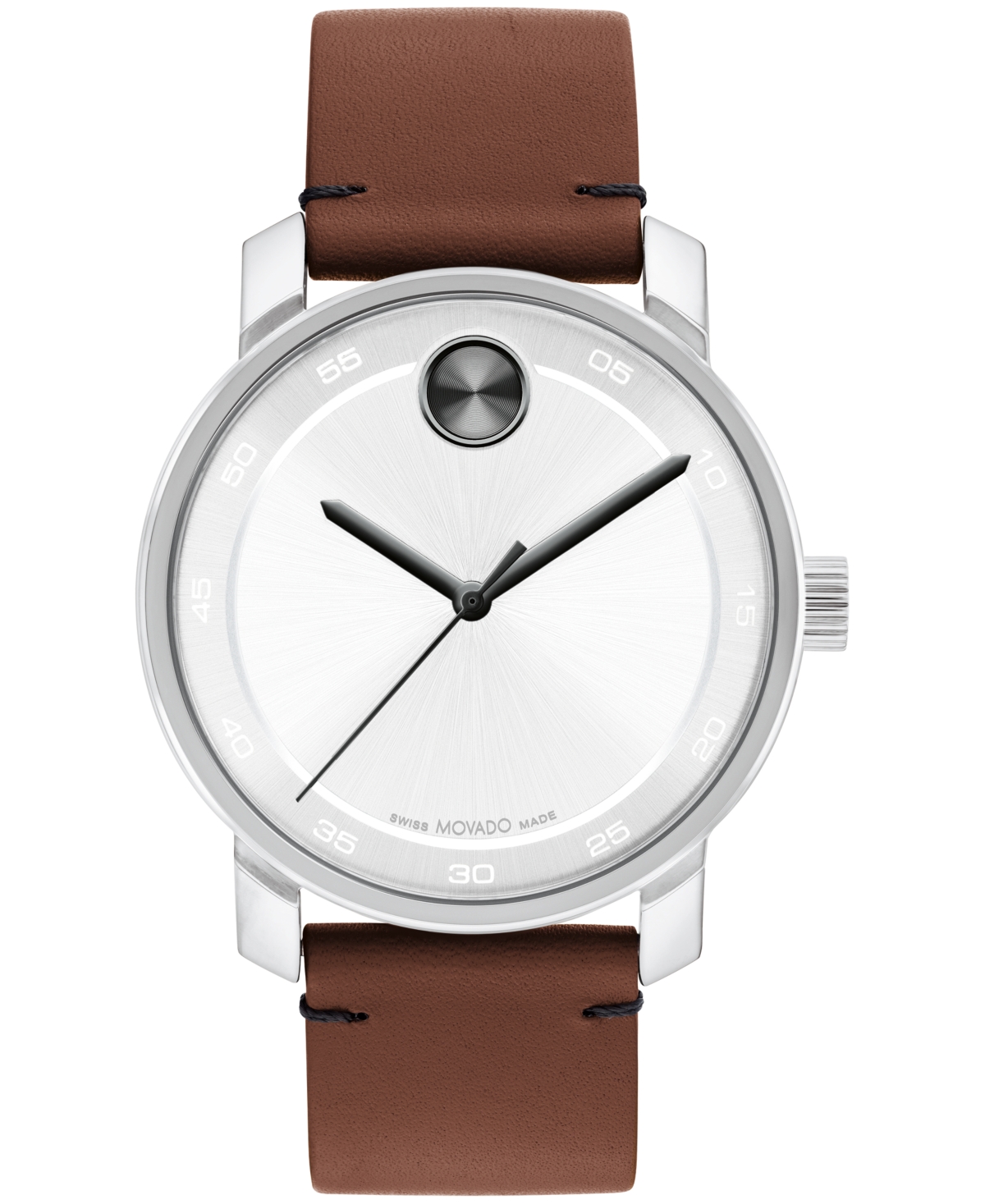 MOVADO MEN'S BOLD ACCESS SWISS QUARTZ COGNAC LEATHER WATCH 41MM