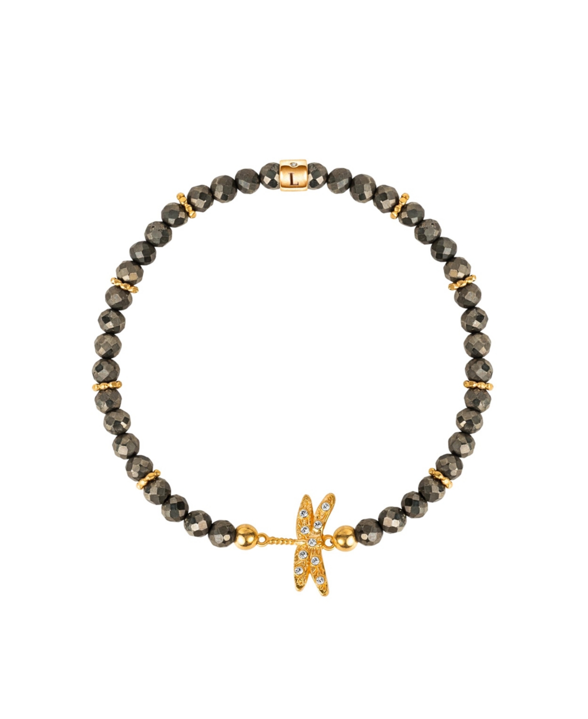 Emotional Maturity - Pyrite Dragonfly Charm Bracelet - Dark grey/gold