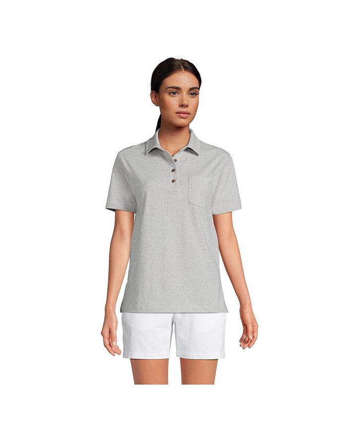 Lands' End Women's Short Sleeve Super T Polo Shirt - Macy's