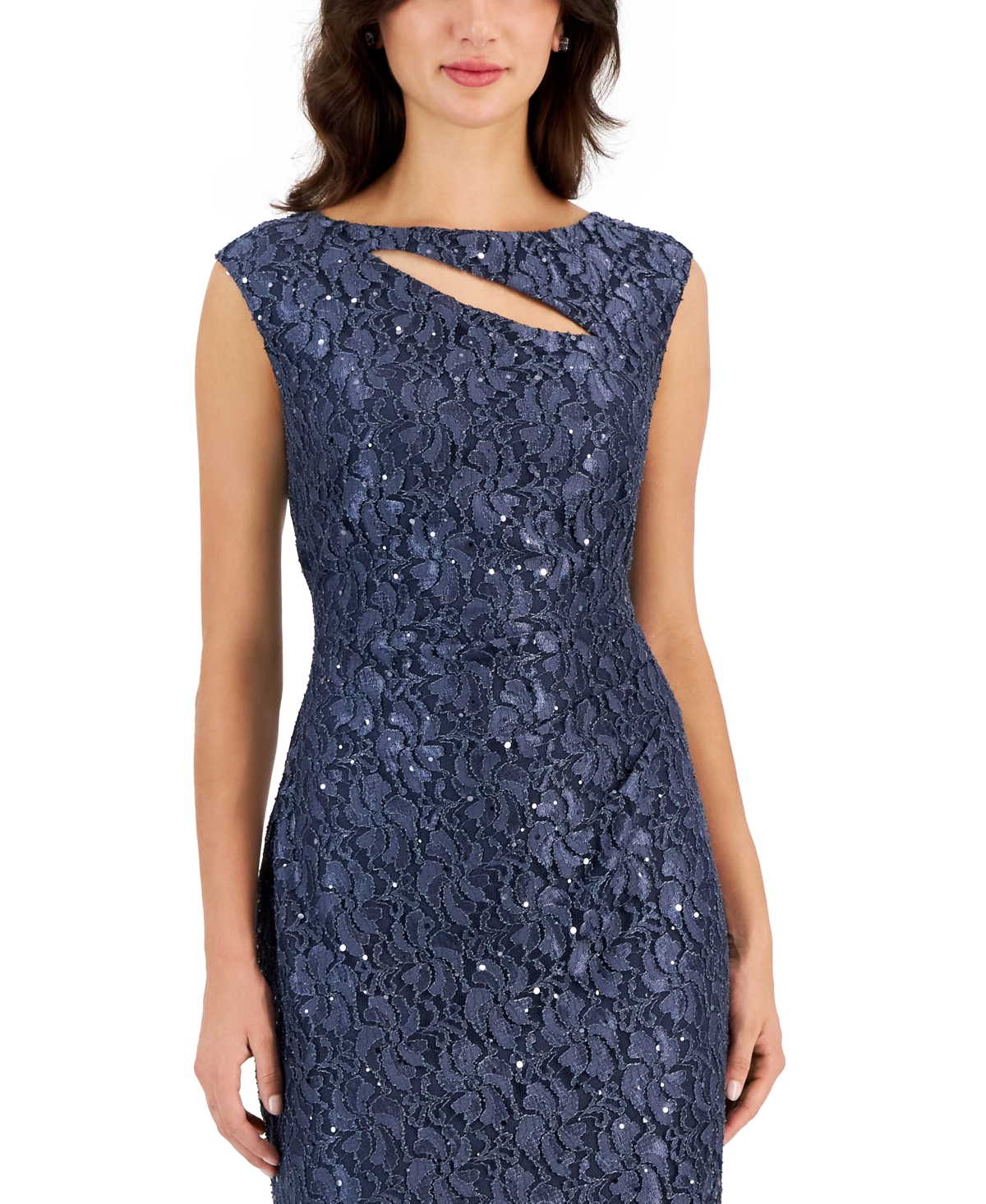 Shop Connected Women's Sequined-lace Sheath Dress In Cobalt