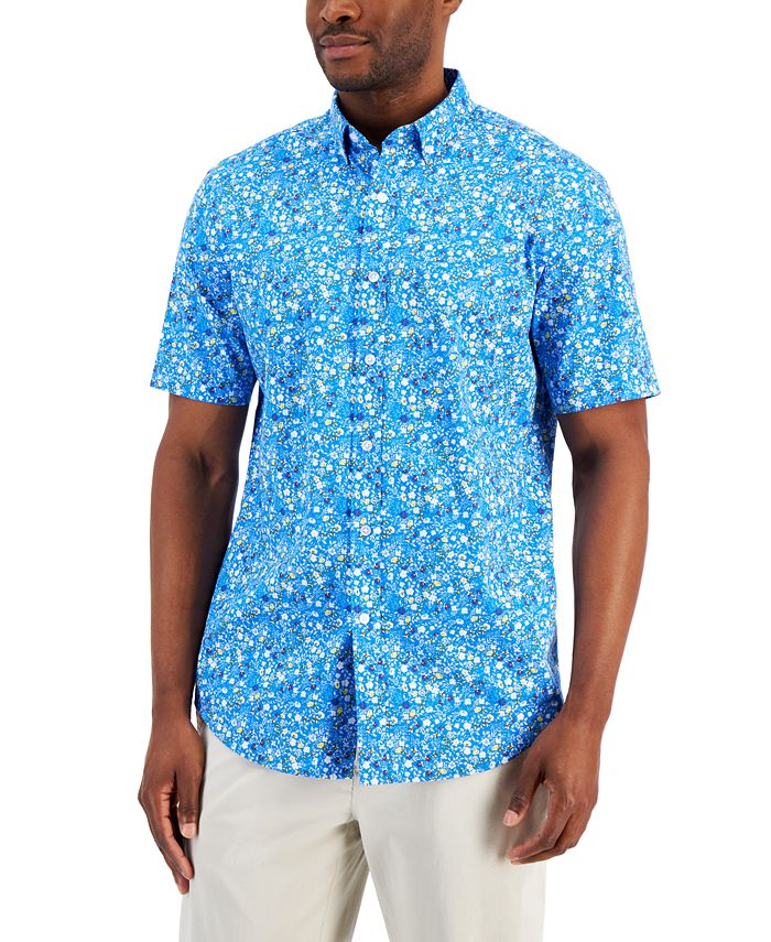 Men's Floral Print Button Down Shirt – Lightweight Short Sleeve Summer Top For Beach & Vacation - View #11