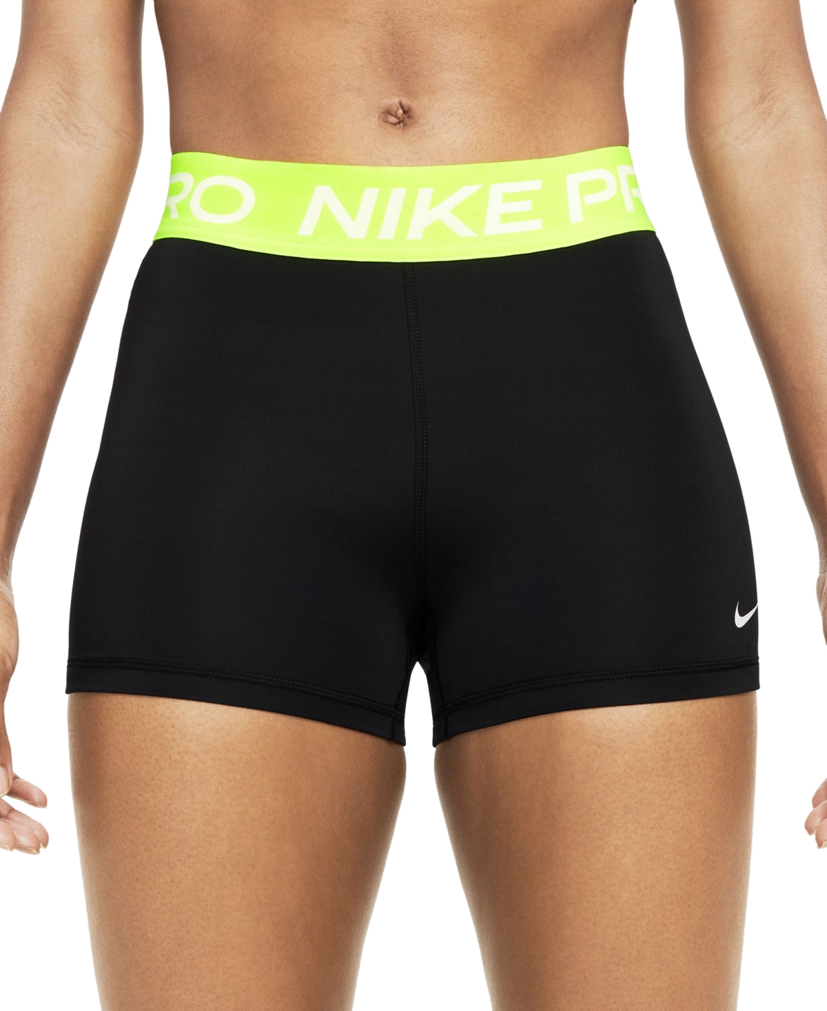 Nike Pro Women's 3" Shorts In Black,volt,white